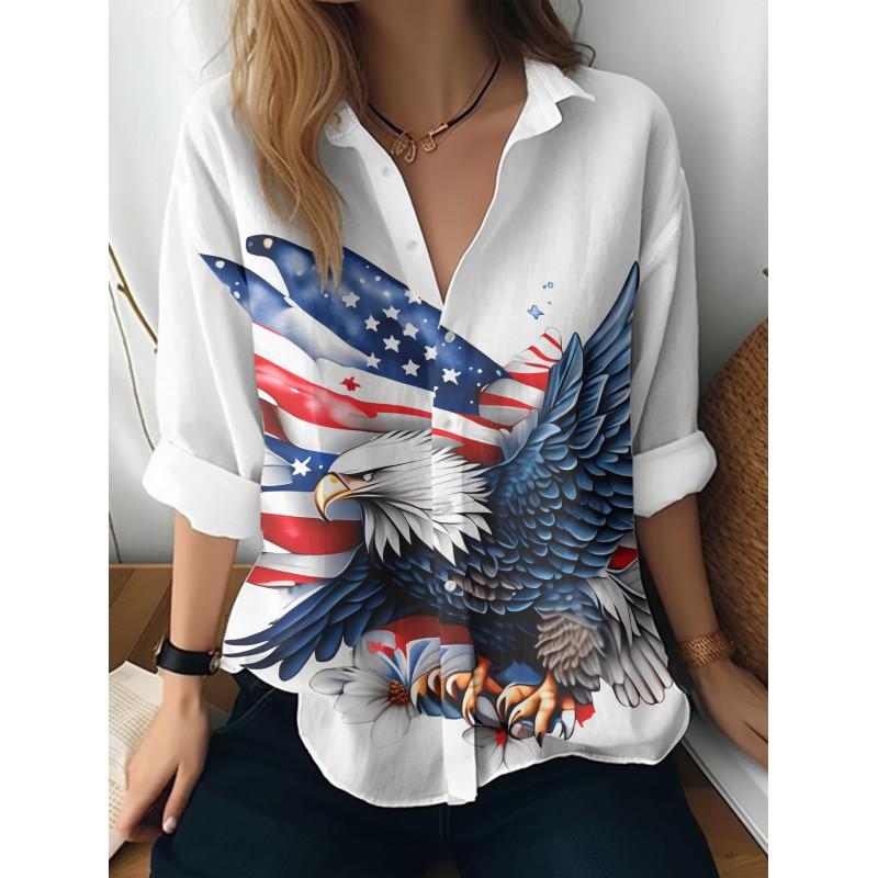 Womens Loose Fit Long Sleeve Cotton Linen Shirt With 3D Floral Print Casual Blouse 2025