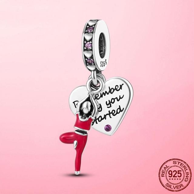 Sport Love Dangle Charm Fit Bracelet Necklace 925 Sterling Silver Skate Shoes Football Beads Pendant 925 Silver Original Jewelry