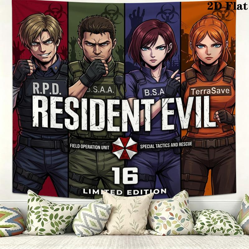 Настенный гобелен Resident Evil Эстетичное настенное панно Печатное тканевое одеяло Декоративные гобелены Для спальни гостиной Домашний декор