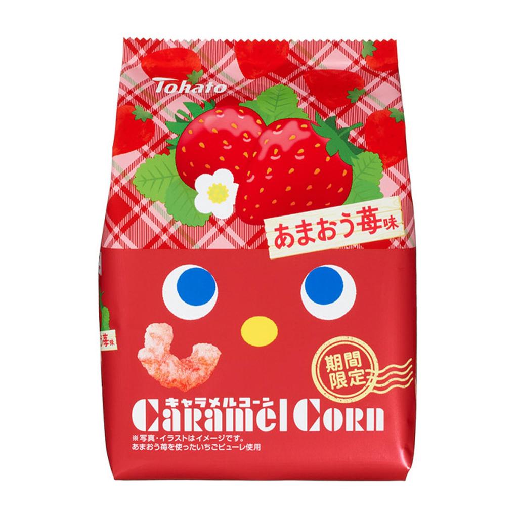Tohato Caramel Corn Amaou Strawberry 62g X 12 Bags Flavor,