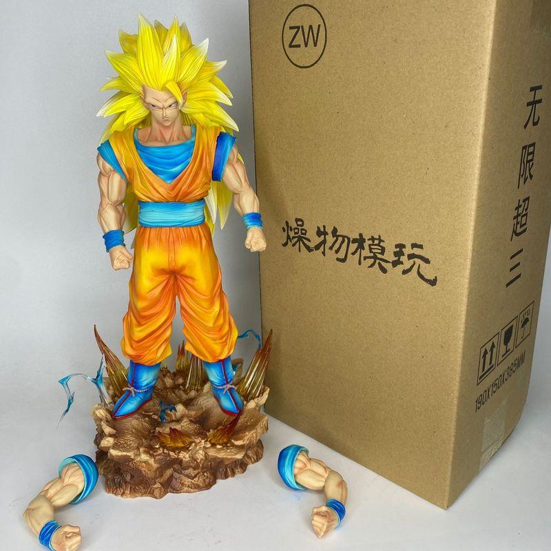 ZW Dragon Ball Super Саян 3 Сон Гоку Сменные Руки ПВХ Аниме Фигурка С Подставкой Коллекционная Статуэтка Для Коллекционеров Аниме