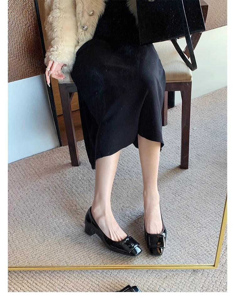 Grape Mom Studiolee~ Элегантные туфли на толстом каблуке с квадратным носком для весны