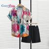 Cozy Up Men's Hawaiian 2-Piece Short Set Cruise Wear Short Sleeve Button Down Shirts and Shorts