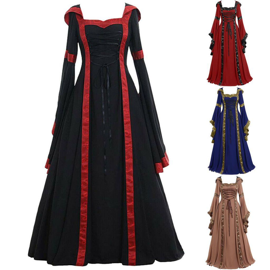Women Medieval Halloween Dress Vintage Renaissance Gothic Cosplay Party Carnival