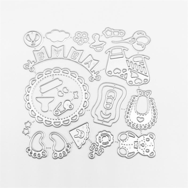 Подарок на день рождения для ребенка, художественный узор, металлические стальные трафареты, трафареты для скрапбукинга, ремесленные штампы, 3D DIY, изготовление праздничных карт