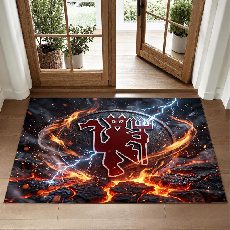 Manchester United Design Crystal Velvet Rug Soft Decorative Mat for Bedroom Entrance