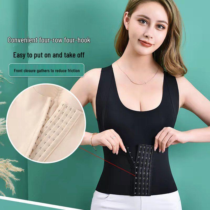 Postpartum Slimming Waist Trainer Bra Vest with Chest Pads and Anti-Hunchback Support