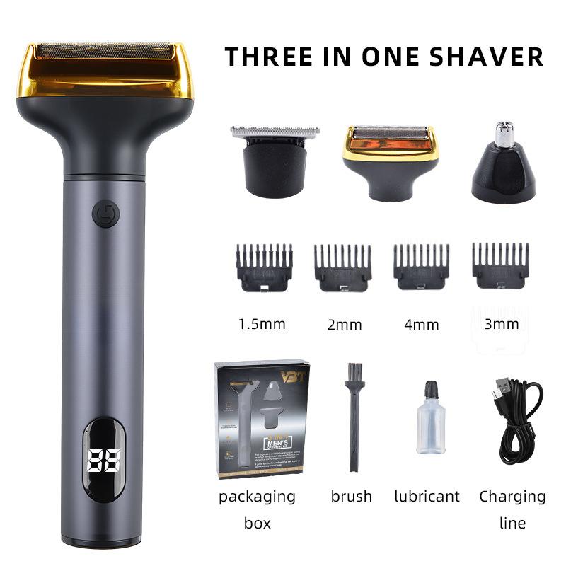 3-in-1 Electric Hair Clipper, Shaver, and Multifunctional Razor Set—Rechargeable Shaver and Nose Hair Trimmer