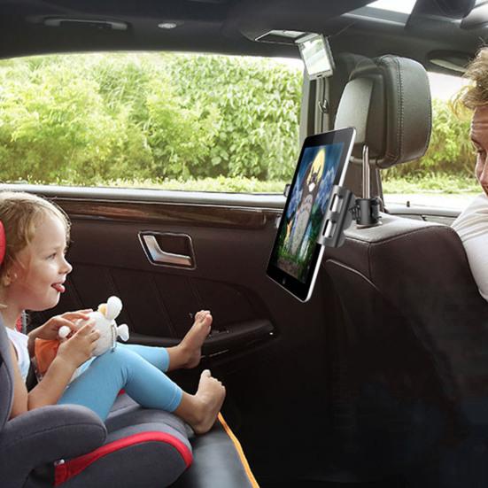 Автомобильный держатель для планшета, крепление на подголовник, противоскользящая силиконовая пряжка, вращающийся на 360 градусов, регулируемый универсальный автомобильный кронштейн для поддержки телефона на спинке сиденья, автомобиль