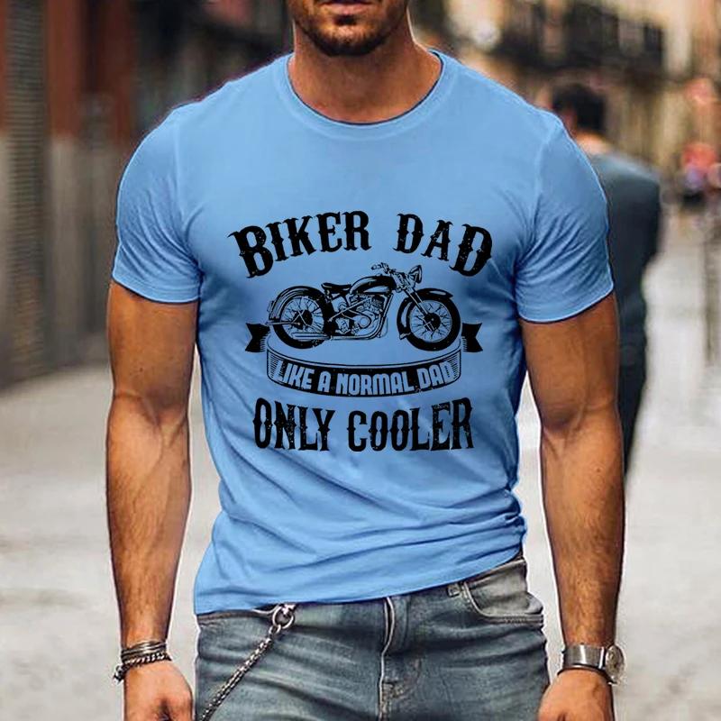 Футболка с графическим принтом Biker Dad Only Cooler для мужчин, летняя черная футболка с коротким рукавом в винтажном стиле, забавная модная футболка ко Дню отца для мужчин
