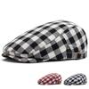 Новая мода клетчатый берет мужской женский винтажный козырек плоская кепка весна осень газетчик кепка повседневные женские береты Boina унисекс регулируемые
