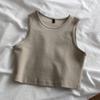 Solid Sleeveless Slim Tank Tops For Women High Elastic Elegant Crew Neck   Casual Bottoming Vest Summer Versatile Crop Top