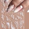 1 шт. Белые кружевные цветочные наклейки для нейл-арта с матовым покрытием, Прямоугольные тисненые французские наклейки для ногтей с вышитым эффектом