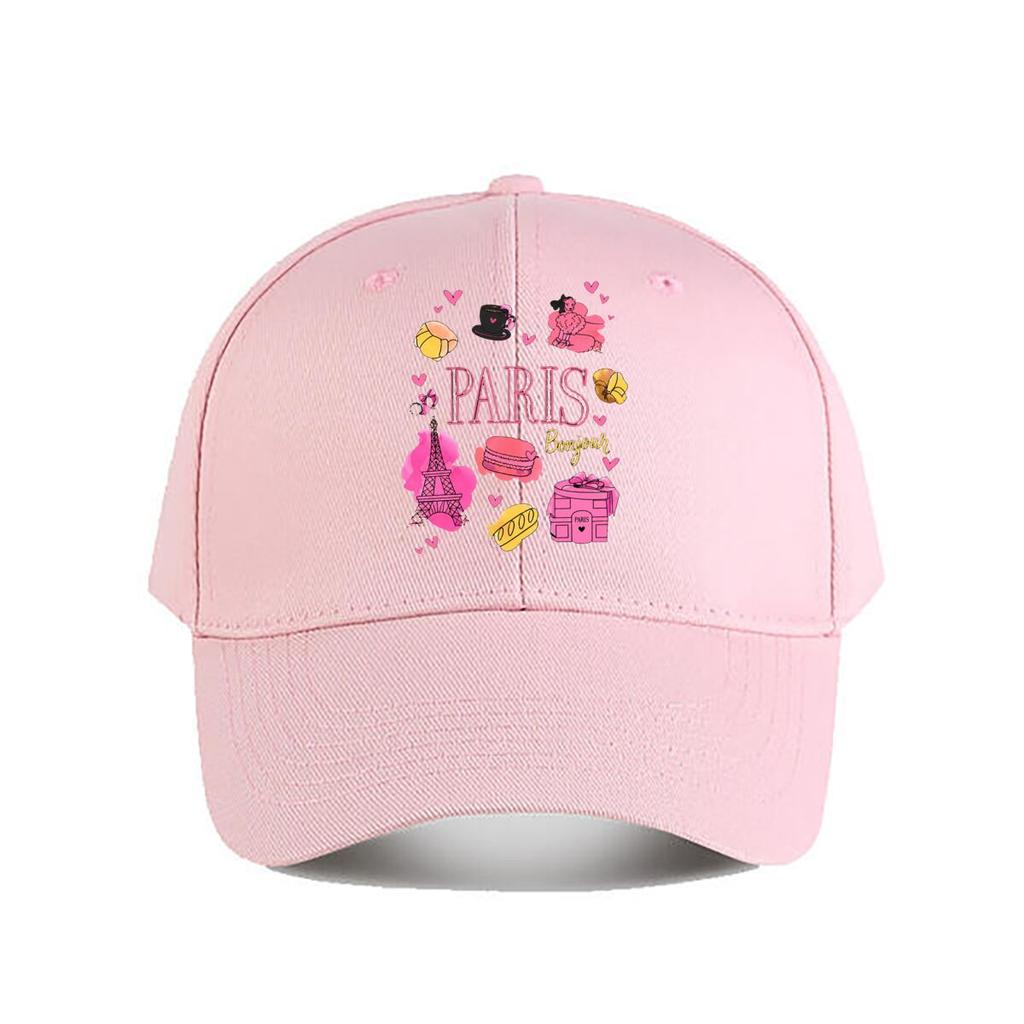 Cute Paris French Eiffel Tower Macaron Art Print Baseball Cap Fashion Unisex Sunhat Womens Outdoor Sports