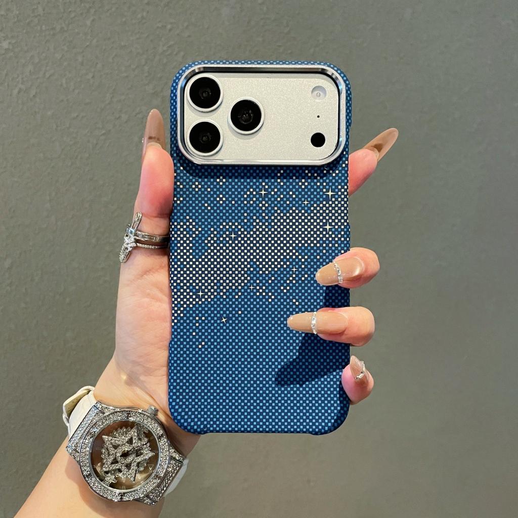 Магнитный чехол для телефона с текстурой карбона и кевлара для iPhone 17 Air 16 15 14 Pro Max Металлическая рамка камеры Жесткая пластиковая крышка