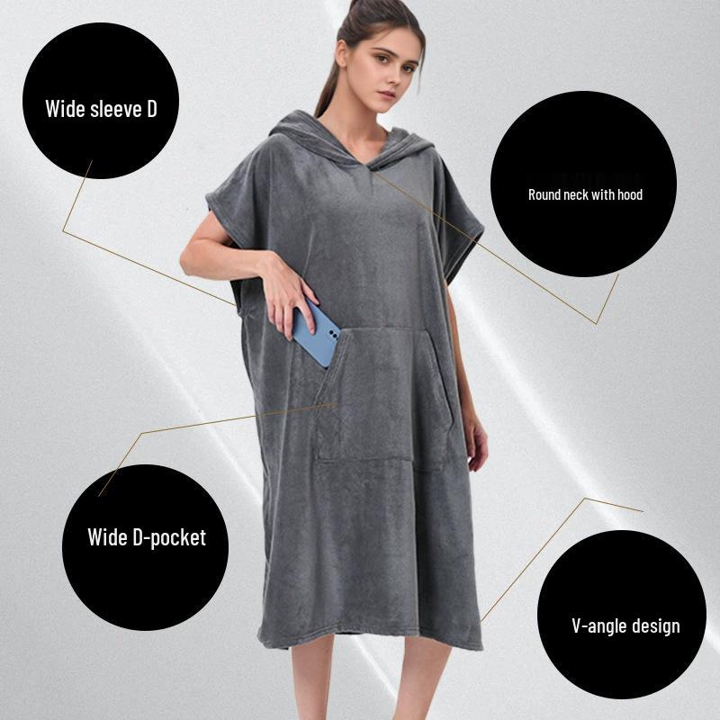 Многофункциональное быстросохнущее пончо-халат: Впитывающее полотенце для йоги, бега, серфинга и спорта