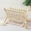 1PC Floor Standing Rack Macrame Basket Cotton Rope Woven Rack Nordic Wooden Bead Decorative Frame Bohemia 32x19x25cm