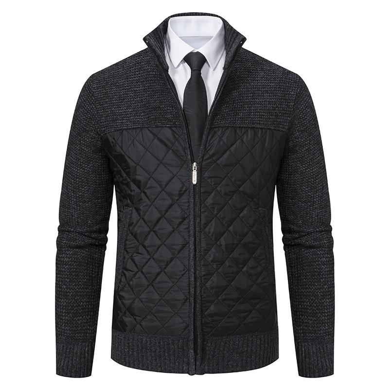 Men's Spring and Fall Thickened Knitted Jacket Long Sleeve Stand-up Collar Zipper Jacket