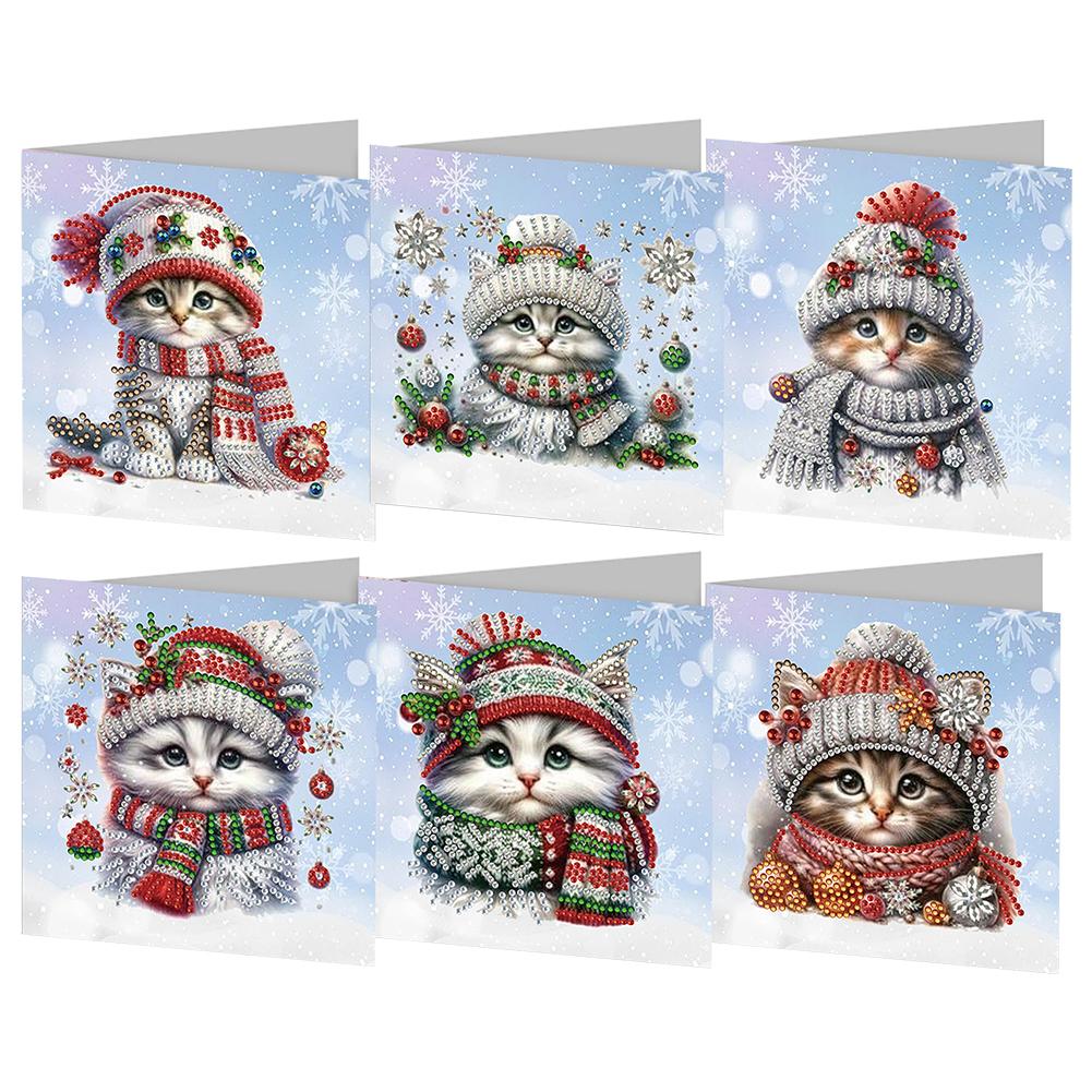 4/6/8/12pcs DIY Diamond Painting Greeting Card Set Diamond Art Handmade Cards for Xmas Birthdays Thanksgiving & Special Occasion