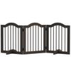 Dog Gate, 3 Panels, Foldable, Solid Wood and MDF, 154.5 x 29.5 x 61 cm, Coffee