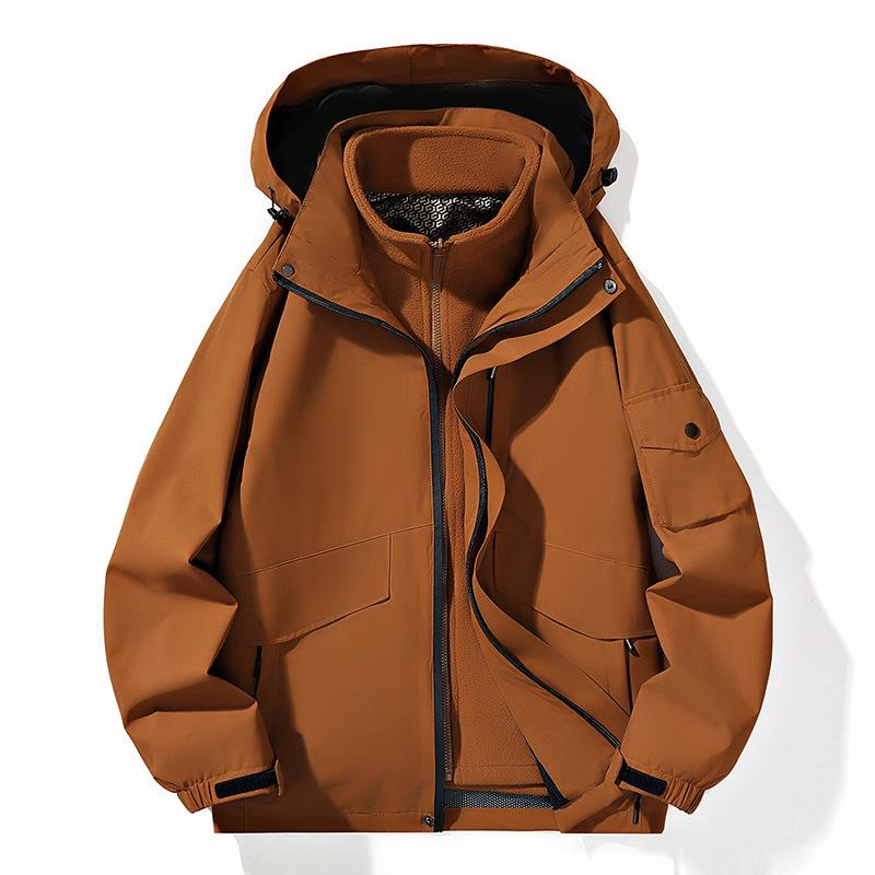 Outdoor Men's Autumn and Winter New Style Windproof and Waterproof Couple's Versatile Mountaineering Clothing Work Jacket Men's Solid Color Jacket