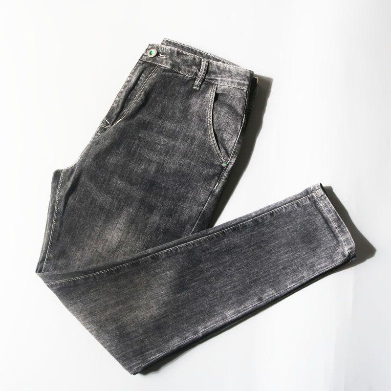 Leftover Foreign Trade Orders: Summer Thin Smoke Gray Straight-Leg Jeans for Men, Slim-Fit Tapered Casual Pants for Spring and Autumn