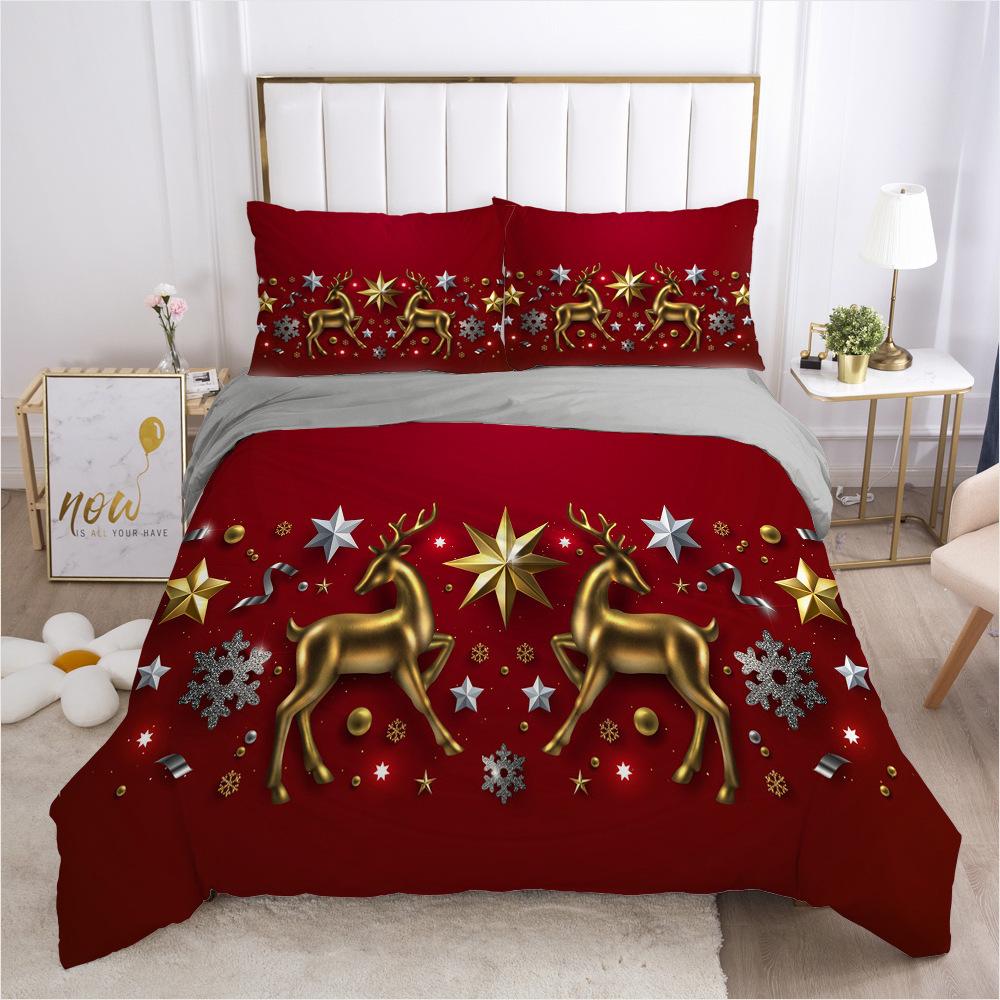 Quality Western 100% Polyester Bedding Set Christmas Winter Duvet Cover Sets Reactive Printing Kids Adult Bedding Sets Dropship