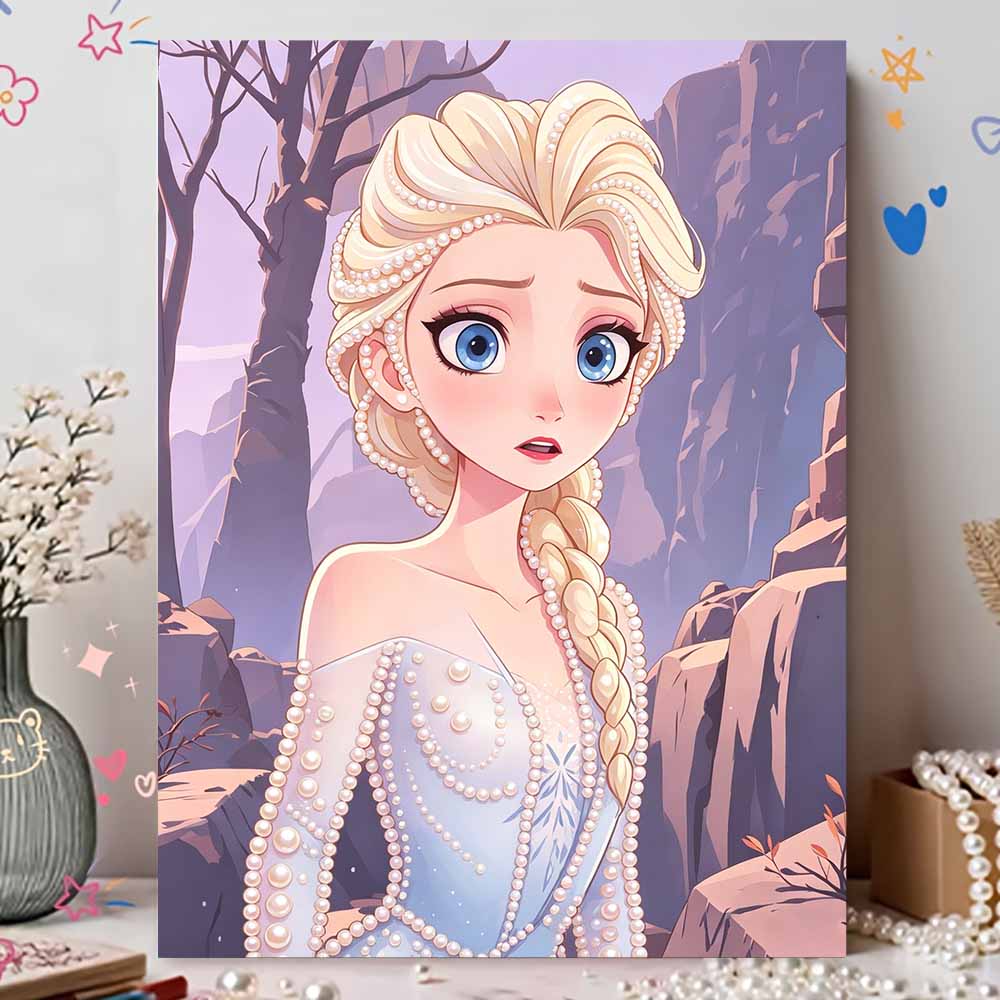 Disney Жемчужная картина «Портрет Эльзы из „Холодного сердца“» для начинающих и взрослых, набор для жемчужной алмазной живописи «Сделай сам» для декора стен дома, подарки