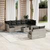 10 Piece Garden Sofa Set with Cushions Light Grey Poly Rattan