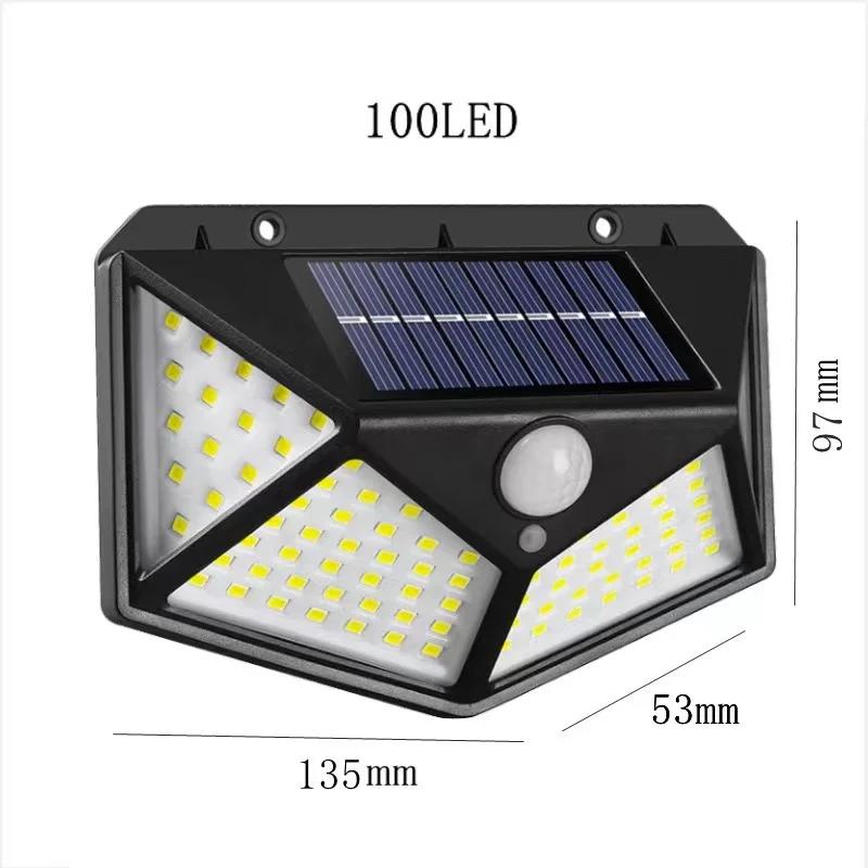 100 LED Solar Wall Lights Outdoor Solar Lamp Waterproof Motion Sensor Solar Powered Sunlight Street Light for Garden Decoration
