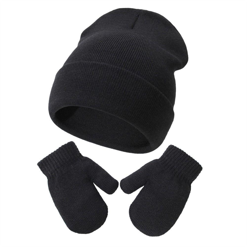 Warm Baby Beanies Mittens Set Winter Kids Earflap Cap Cute Toddler Ear Protection Hat Girls Boys