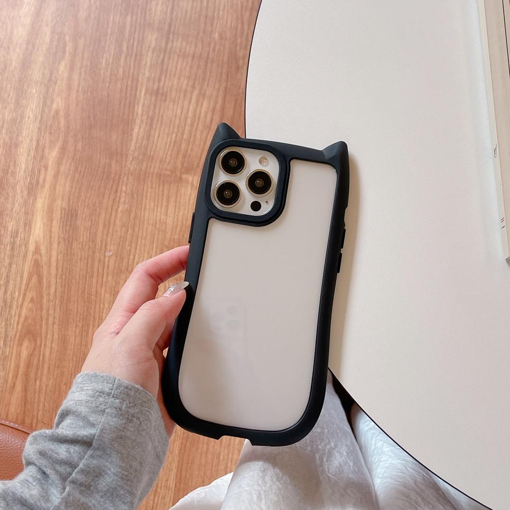 Акриловая версия с ушками кошки для iPhone15pro max Apple 17 чехол для мобильного телефона 14/13 мягкий чехол 16