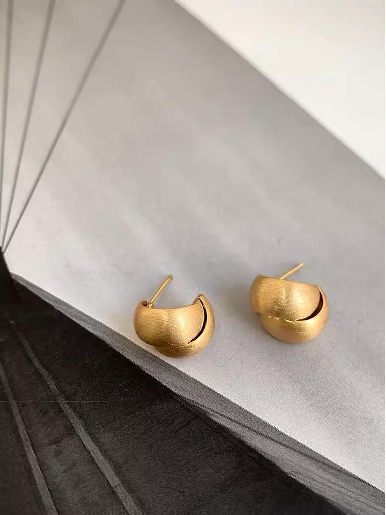 2024 Popular Silver Brushed Metal Staggered Luxury Earrings for Women