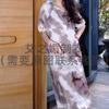 1011 new cotton and silk nightdress women's high-end printing short-sleeved long dress large size thin can be worn outside loungewear