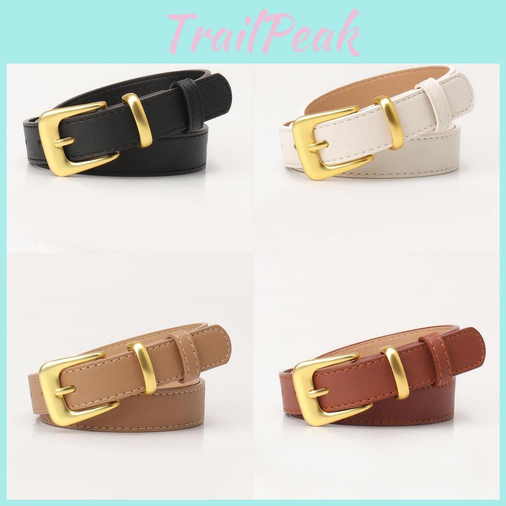 Womens Fashion Faux Leather Belt With Metal Pin Buckle High End No Pattern Waistband For Office