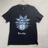 H&M X Cartoon Network Мужская рубашка Черная Геометрическая Большая Rick & Morty Короткий рукав