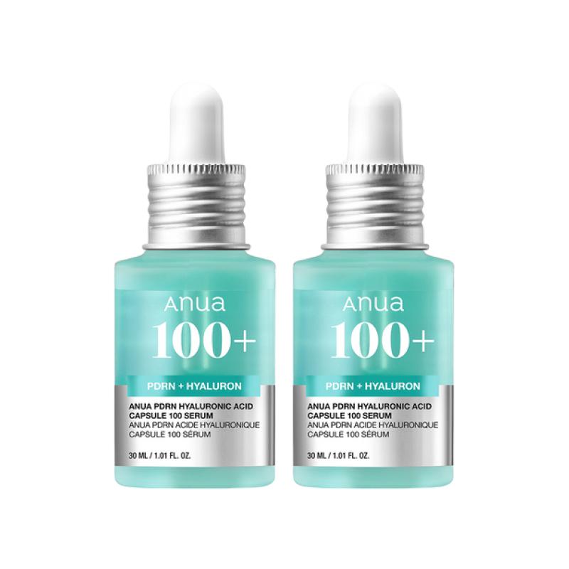 ANUA PDRN Hyaluronic Acid Capsule 100 Serum Ampoule Intensive Hydration & Skin Repair Care 30ml x 2 Set