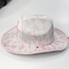 Pink Cowgirl Hats Glitter Sequins Star Decorations Rave Cowboy Hat with Cow Print Adult Size Cowboy Hats for Party