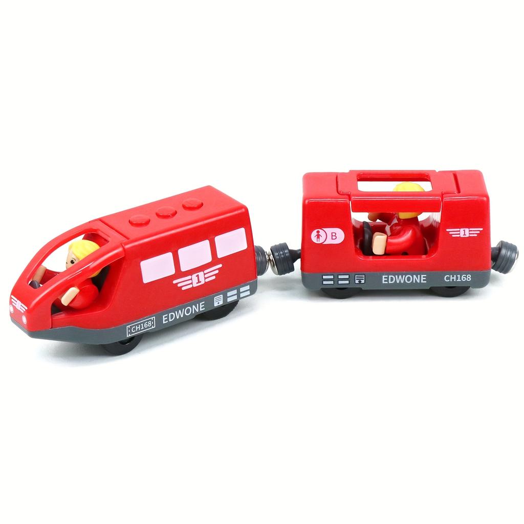 Wooden Train with Driver and Passenger, Compatible with Major Brand Tracks, Available In Multiple Colors