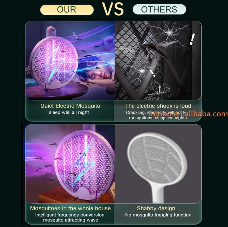 Factory Price LED Mosquito Killer Rechargeable Lamp Repellent 3000V Electric Swatter USB Mosquito Trap Fly Bug Zapper