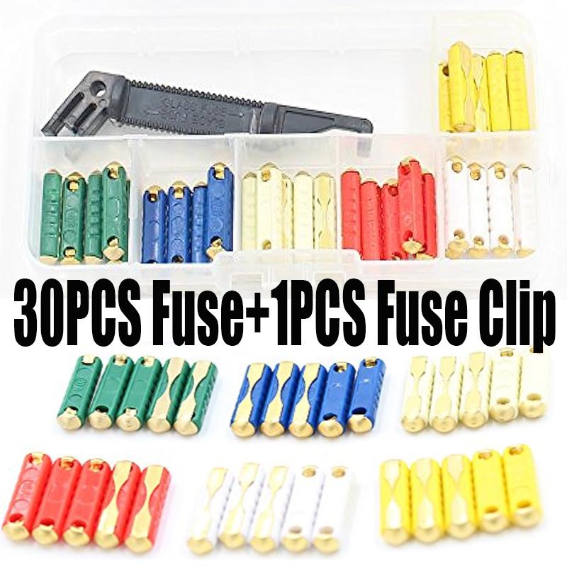 30PCS Torpedo Fuse Classic Car Auto Fuses Ceramic Continental Car Fuse + 1PCS Fuse Clip Cars Safety Blade 5/8/16/20/25/30 Fuse Holders1