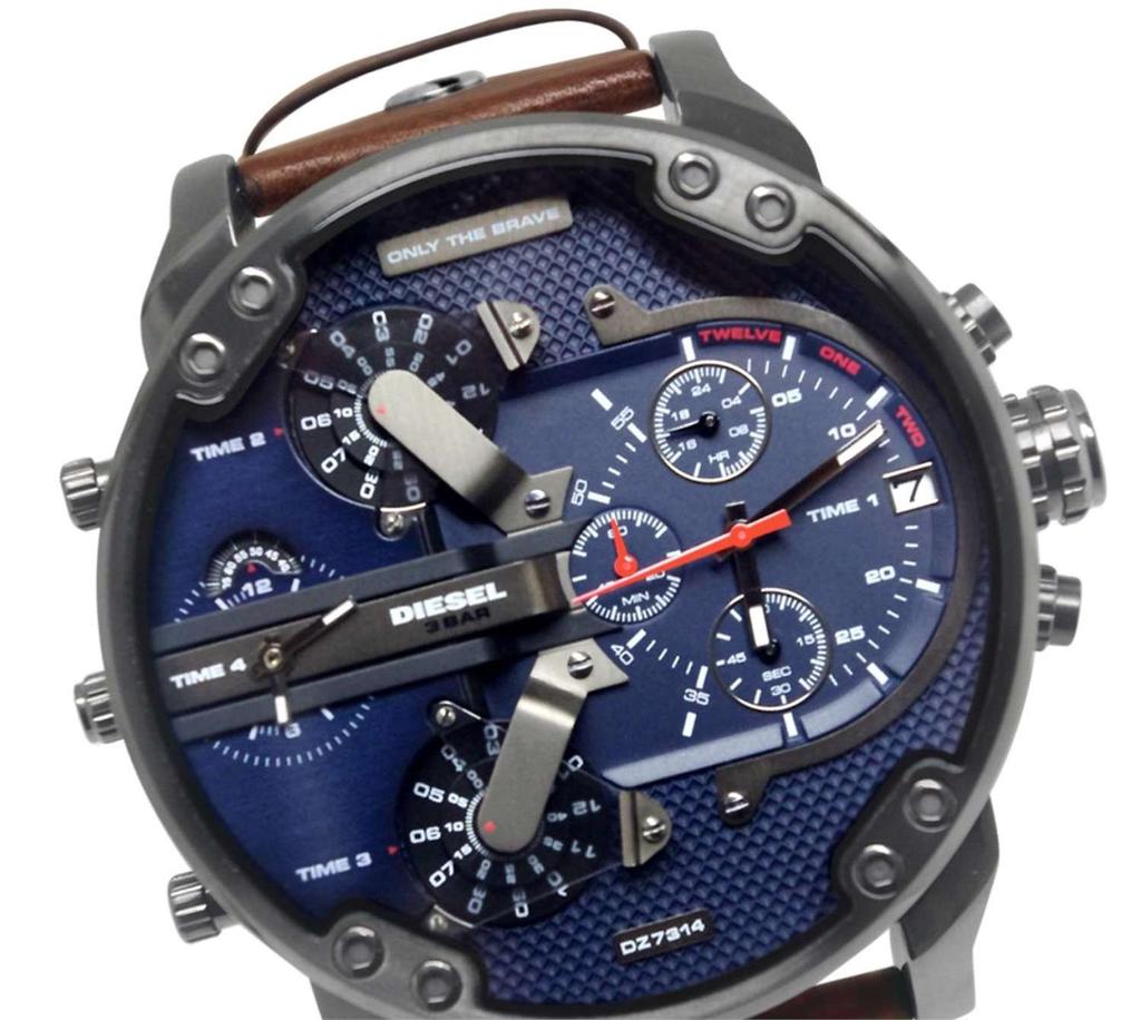 Diesel DZ7314 The Daddies Series Часы из нержавеющей стали с коричневым кожаным ремешком мужские [Товар]