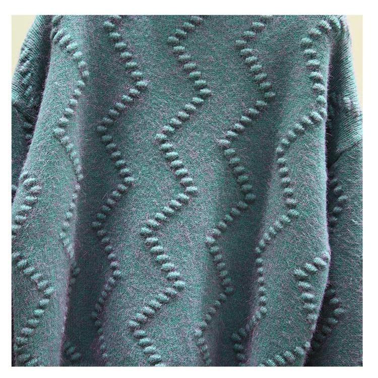 Высокий воротник и лацканы Женский толстый свитер Осень и зима Разрез по низу Длинный свободный пуловер Вязаный свитерjavascript: