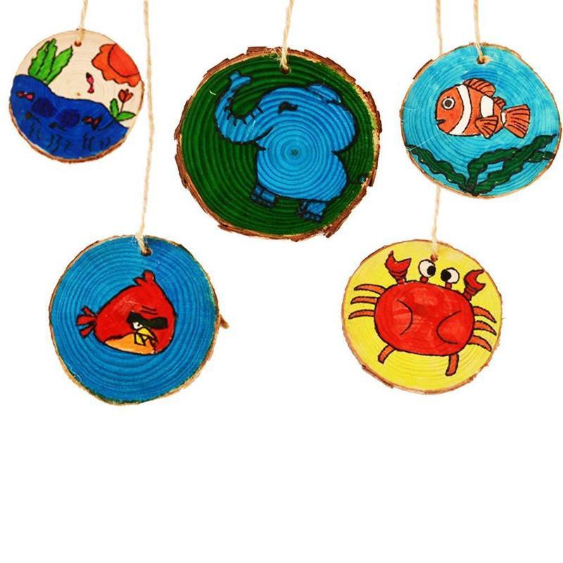 10 шт., круглые необработанные ломтики дерева из натуральной сосны, круги с корой дерева, бревна, диски, сделай сам, поделки, картина для свадебной вечеринки