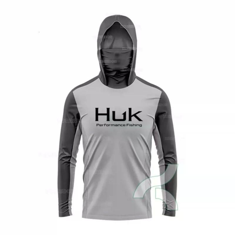 Mens Quick-Dry Fishing Hoodie With Dust-Proof Face Cover UV Protection Lightweight Bamboo Fiber Outdoor Sport Apparel