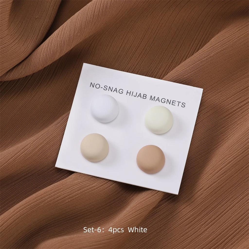 4pcs / Card Matte Magnet Hijab Pins Brooch Headscarf Women Shawl Strong Magnetic Button Headscarf Accessories