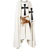Mens Medieval Knight Crusader Templar Surcoat Halloween Costume with Hooded Cap Cloak Robe Cosplay Renaissance S-6XL