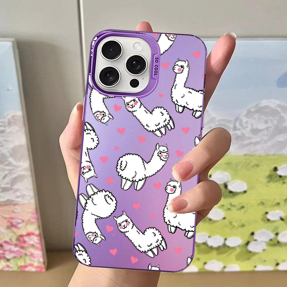 Alpaca Animals Cartoon Colorful Phone Case For IPhone 18 16 15 14 13 12 11 Pro Max X XR XSMAX Plus Matte Shockproof Back Cover