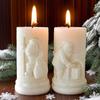 Relief Cylinder Santa Claus Christmas Candle Mold Handmade Aroma Gypsum Form Silicone Mould Xmas Candle Soap Making Supplies