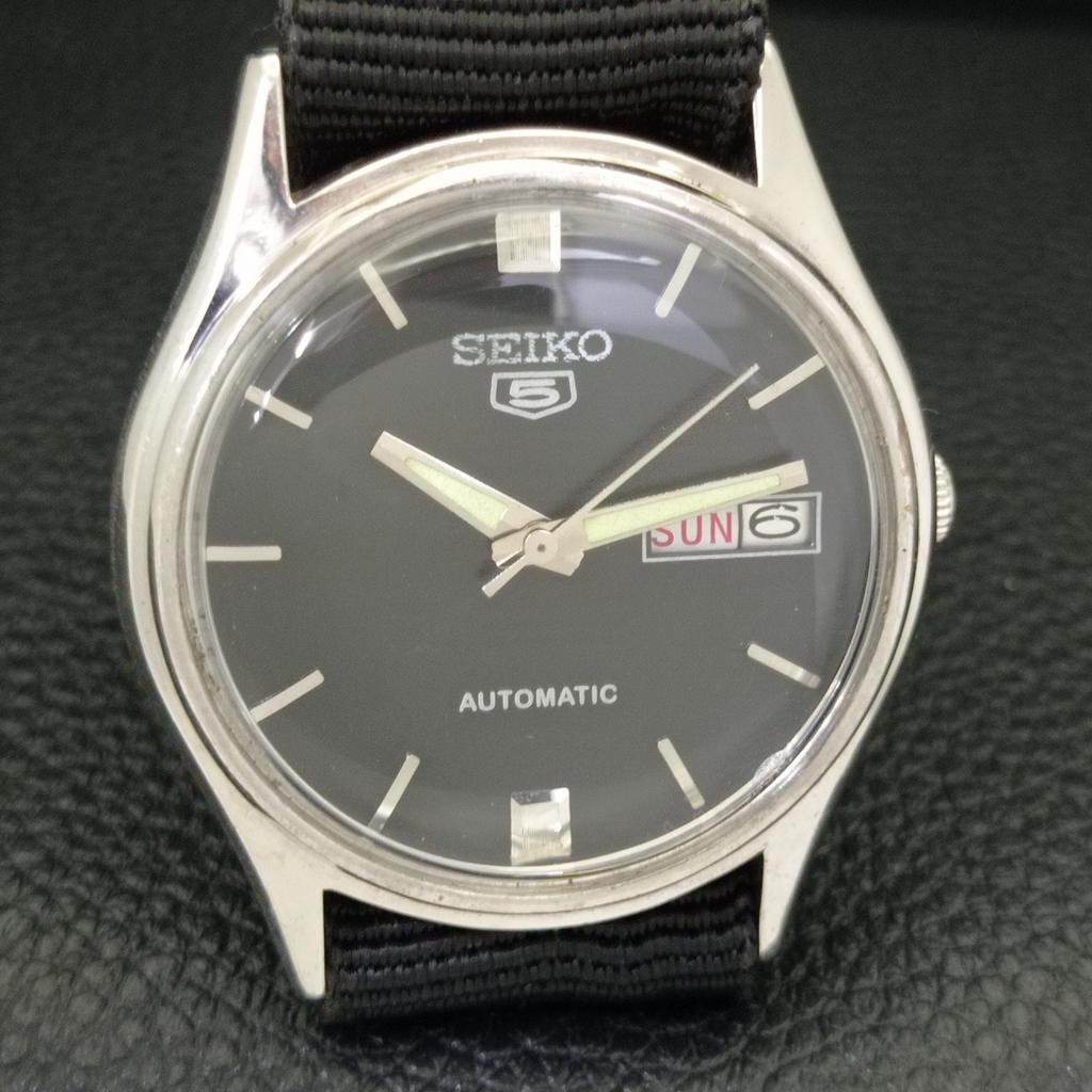 Seiko 5 АВТОМАТИЧЕСКИЕ 6309A ВИНТАЖНЫЕ ЯПОНСКИЕ МУЖСКИЕ ЧАСЫ С ЧЕРНЫМ ЦИФЕРБЛАТОМ a701614-5 R206c-a701614